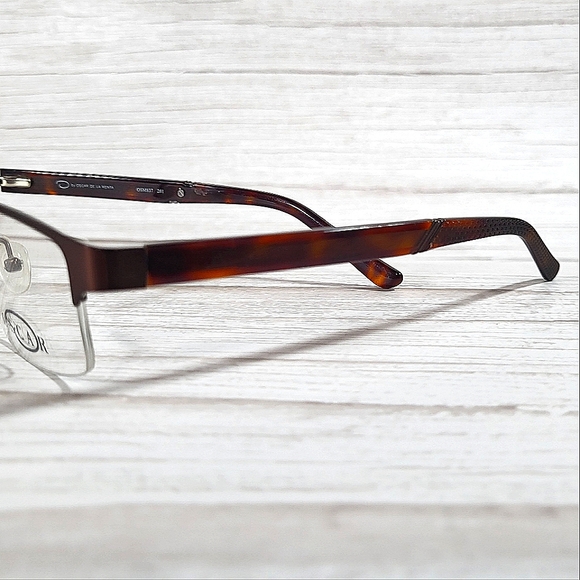 NEW Rx'able Oscar Eyeglass Frame Half Rim Brown Glasses Modern Busines 53-18-140 - Picture 5 of 5